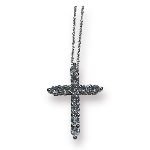 Sterling Silver 925 Cross Necklace Pendant with Crystals‎ from Swarovski - Picture 3 of 6